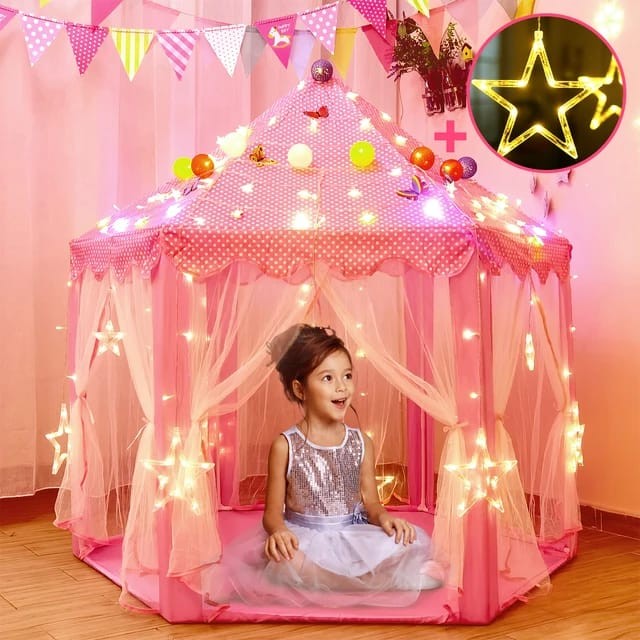 Cadeau De Pour Enfant, Tente Pour Enfants Maison De Princesse D'intérieur Maison De Jeu Château De Ménage Jouet Bébé, Faite En Polyester, Équipée De Filets Moustiquaires