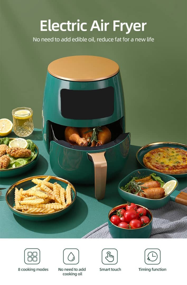 Friteuse À Air Électrique Et Électrique, Appareil Ménager, Air Fryer Capacité 6 Litres, Rôtissoire Blanche