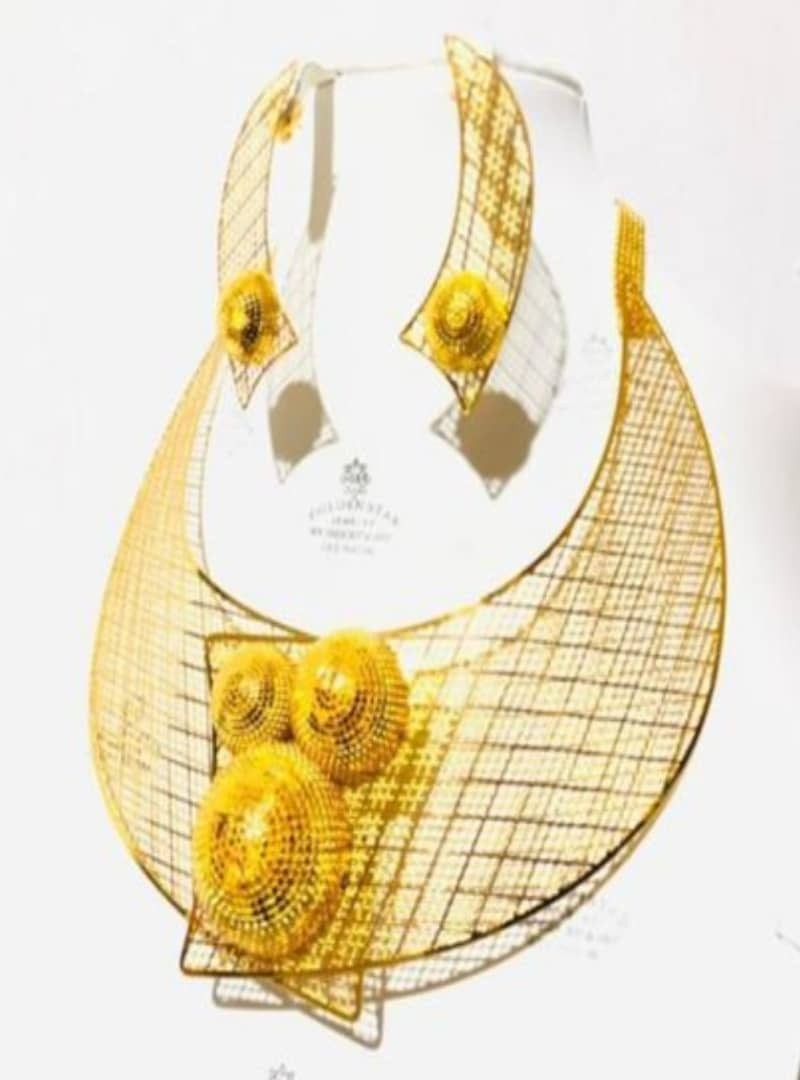 Ensemble De Bijoux, Pour Femmes, Collier, Boucles D'oreilles, Bracelet, Couleur Or, Cadeaux De Mariage