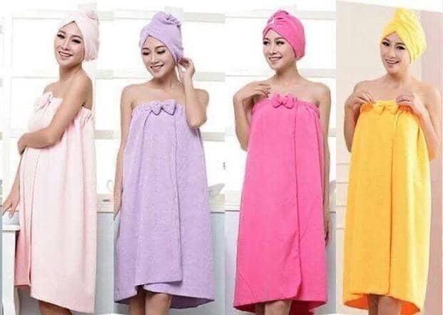 Ensemble Serviette De Bain En Microcarence Douce, Absorbante Et Magique, Peignoir De Plage Et Bonnet Pour Femme Et Fille