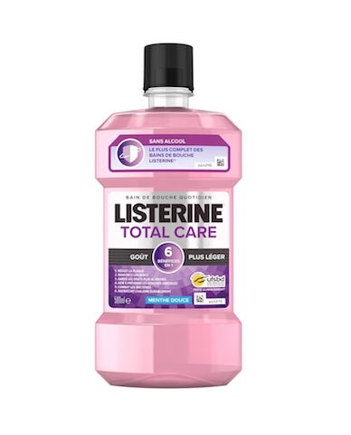 Listerine - Bain De Bouche 6 En 1 Total Care Sans Alcool - Goût Plus Léger Menthe Douce - 500ml