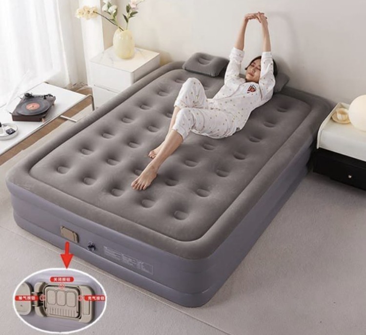 Matelas gonflable automatique pliant portatif d’air avec la batterie 2 place 150x185x42cm