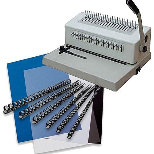 Machine à Relier Moyen Avec 30 Bristols - 30 Transparents - 20 Spirales - Blanc
