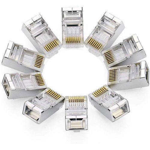 Connecteur RJ45 CAT6 Connecteurs 8P 8C UTP Plaqué Or LAN Crystal - 100 Pièces